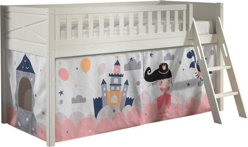 Halvhøy seng med stige og matchende tekstilsett (lekgardin) Scott Prinsesse Sophie - Prinsesse Sophie