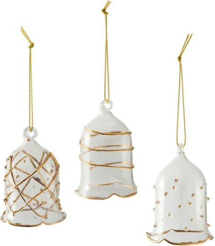 Winter Collage juletrepynt glassklokke 3 stk gull