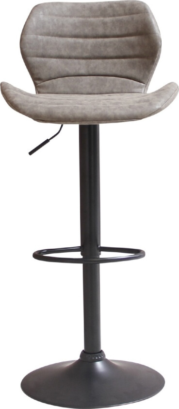 HOUSE OF SANDER Bola barstol, med ryggstøtte og fotstøtte - grått syntetisk skinn og svart ramme