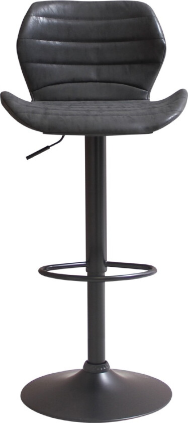 HOUSE OF SANDER Bola barstol, med ryggstøtte og fotstøtte - svart kunstskinn og sort ramme