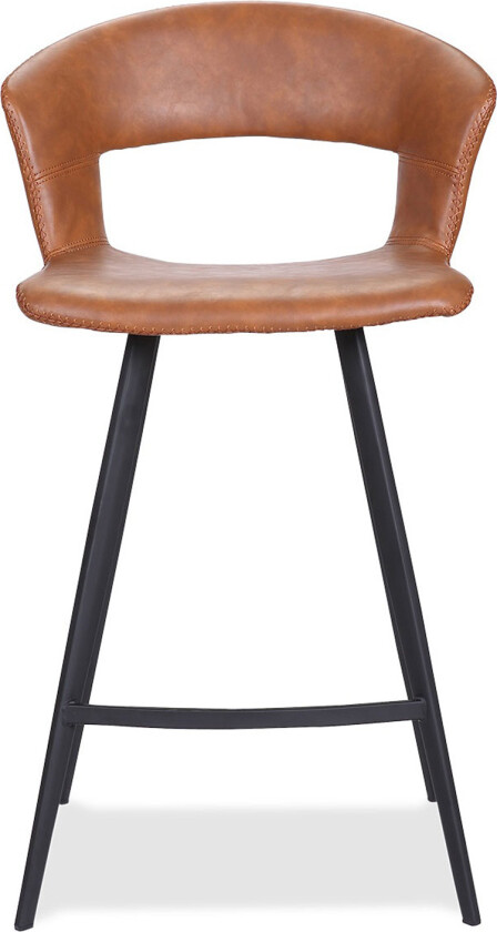 HOUSE OF SANDER Tora barkrakk, m. rygg og fotstøtte - konjakkfarget kunstskinn og sort tre, høy