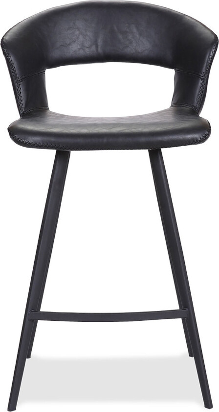 HOUSE OF SANDER Tora barkrakk, med rygg og fotstøtte - svart kunstskinn og svart tre, høy