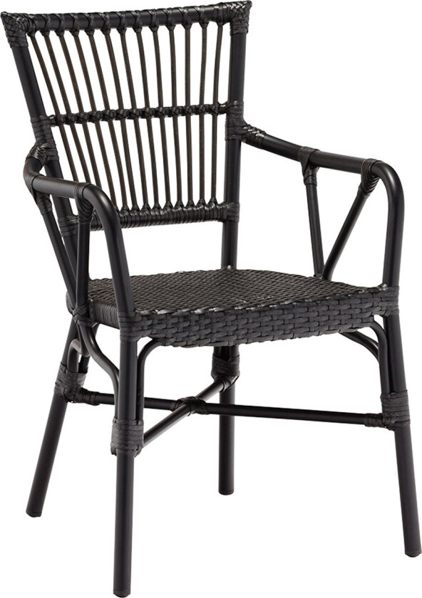 HOUSE OF SANDER Aaron hagestol, med armlener - sort polyrattan og aluminium