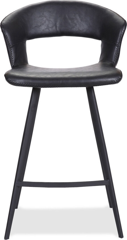 HOUSE OF SANDER Tora barkrakk, med ryggstøtte og fotstøtte - svart kunstskinn og svart metall