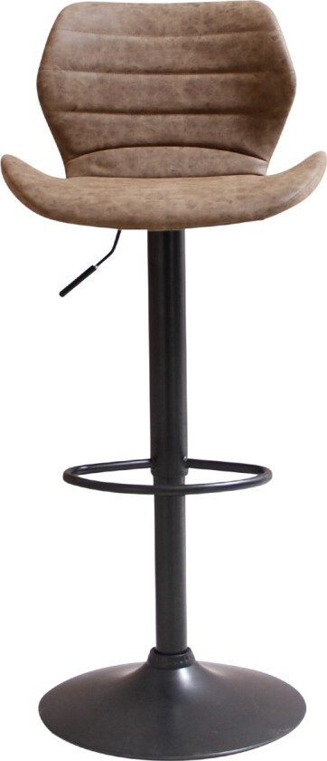 HOUSE OF SANDER Bola barstol, med ryggstøtte og fotstøtte - brunt kunstskinn og sort ramme