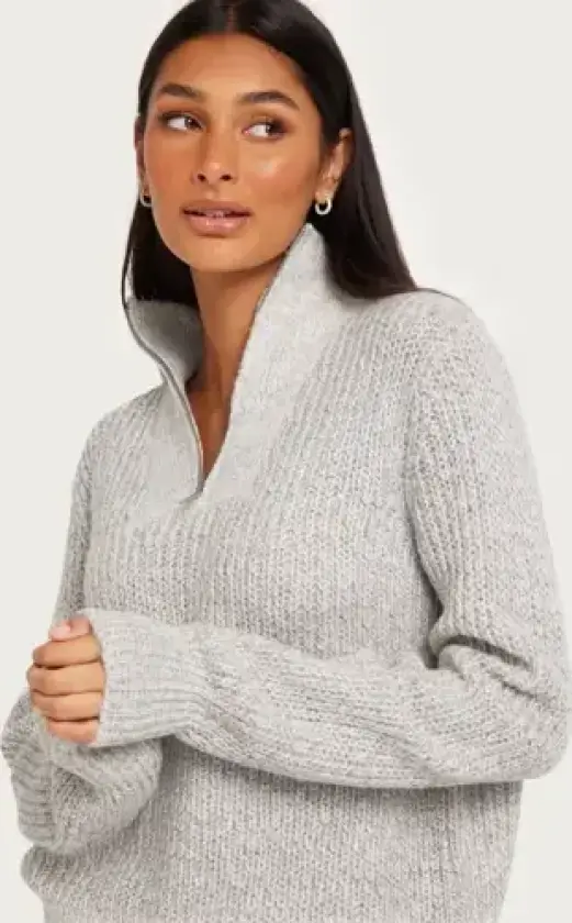 OBJECT - Grå - Objnova Stella Zipper Pullover Noos