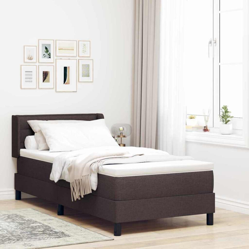 Kontinentalseng med madrass med madrass Mørk brun 90 x 190 cm