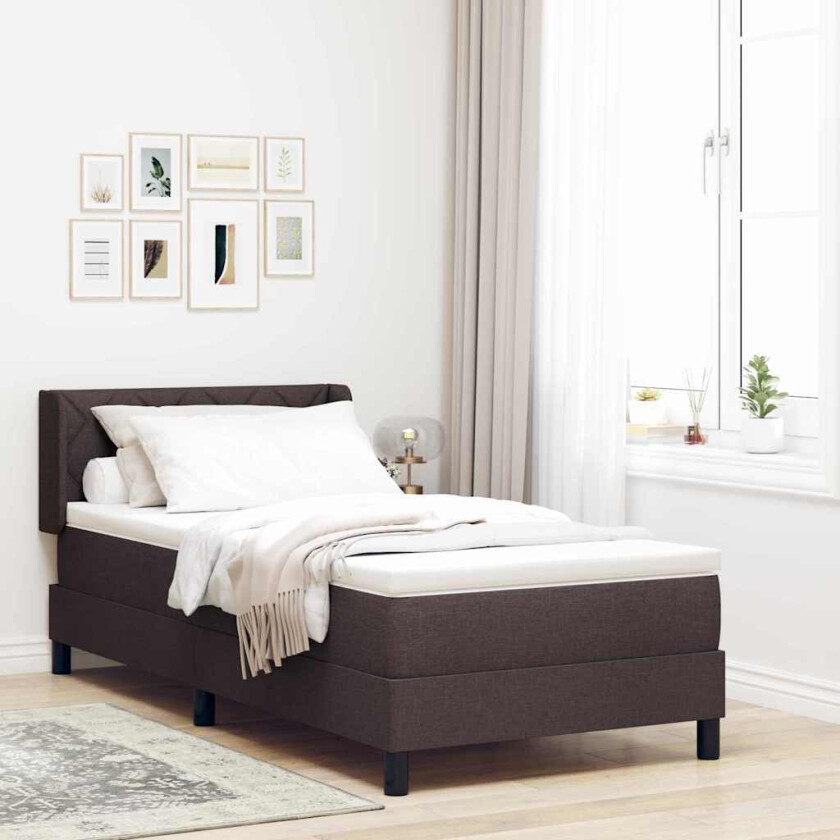 Kontinentalseng med madrass med madrass Mørk brun 90 x 190 cm