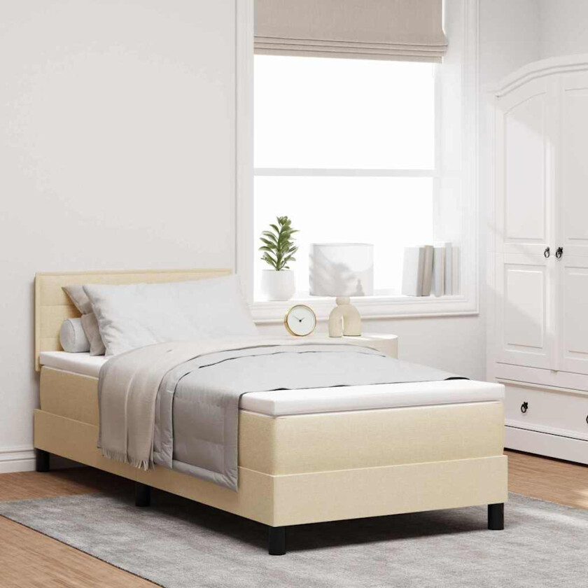 Kontinentalseng med madrass med madrass Krem 80 x 200 cm stoff