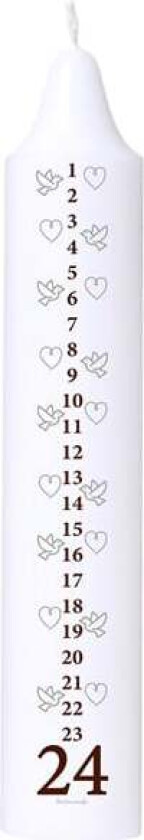 Bilde av Kalenderlys "Hearts & Pigeons Black" - 1-24