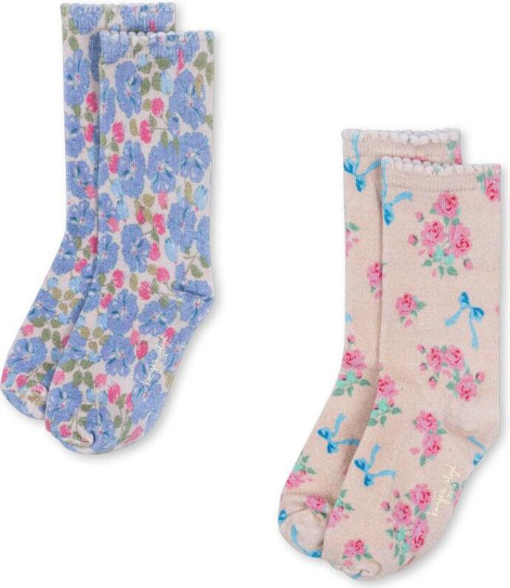 2 Pack Printed Socks Blue Mix Blue Mix 17-18 EU Blå 17-18 EU kvinne