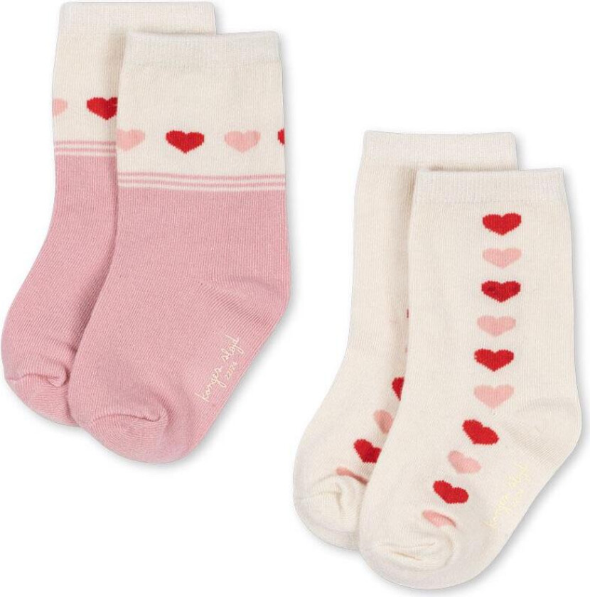 2-pakning Jaquard-sokker Heart Heart 19-21 EU Rosa 19-21 EU kvinne