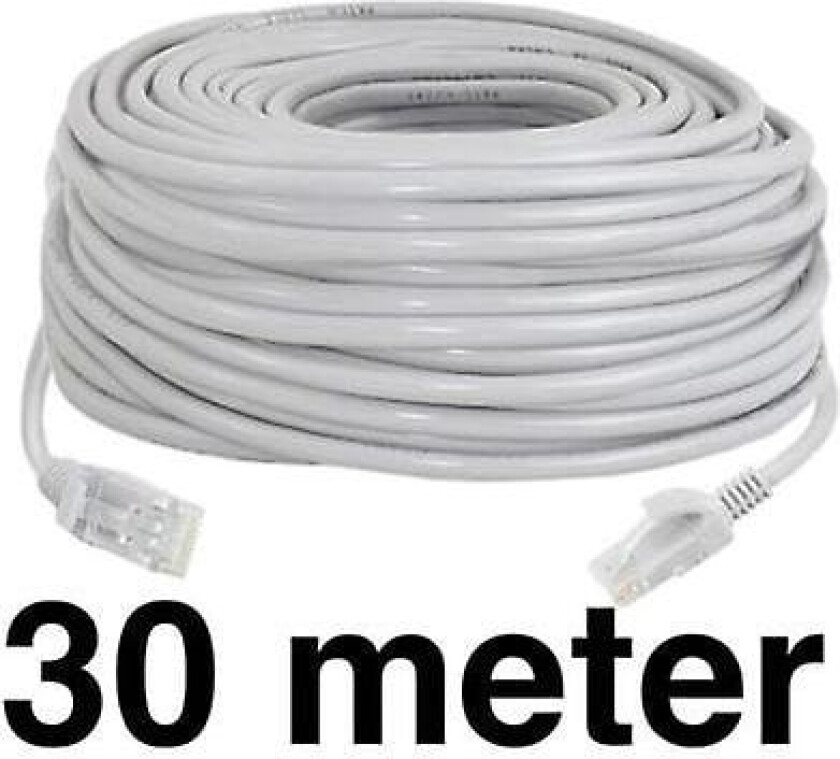 30m - Nettverkskabel - Cat5e - Internettkabel Grå
