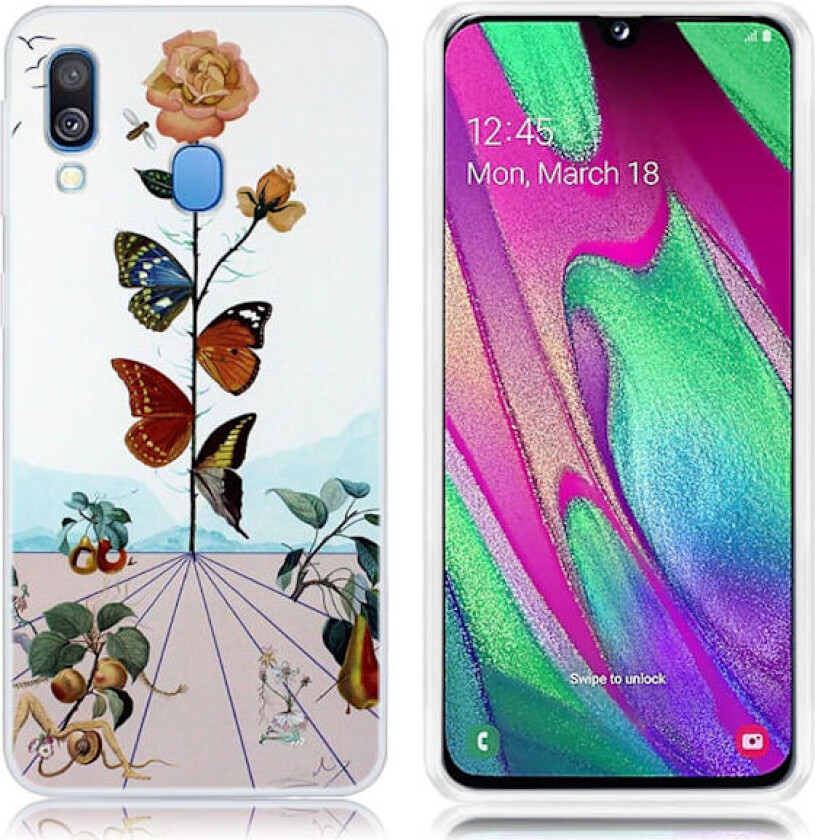 Deco Samsung Galaxy A40 deksel - Sommerfugl og blomster