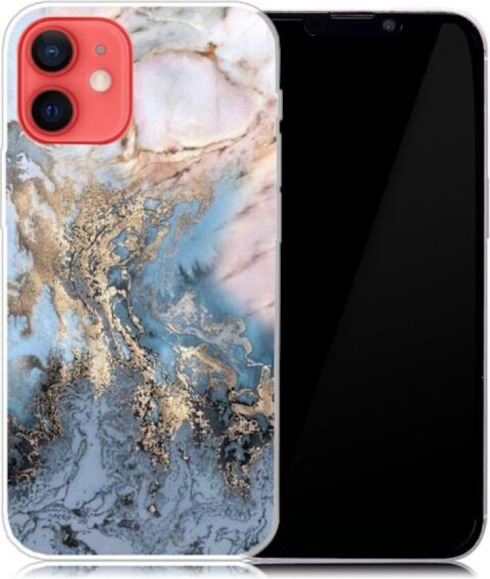 Marmordesign iPhone 13 deksel - Blåaktig Gullmarmor