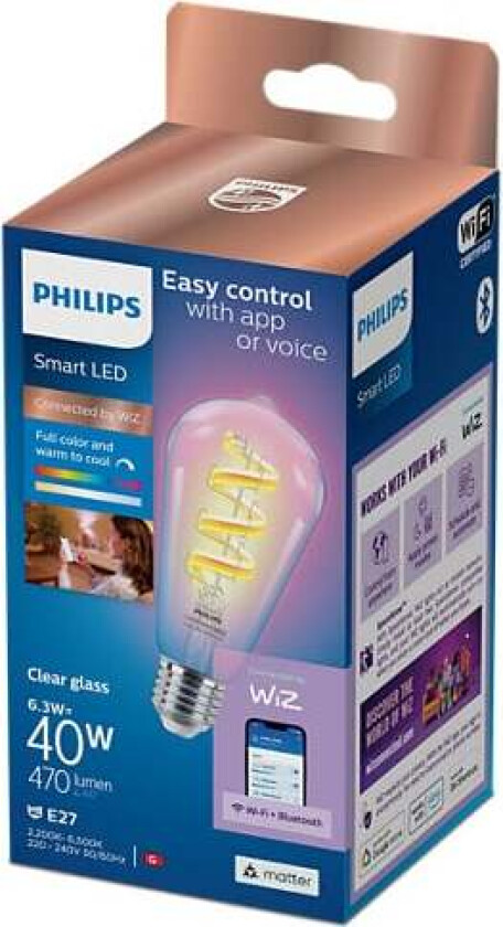 Philips - Clear 40W ST64 E27 Filament Bulb - Elegance in Illumination