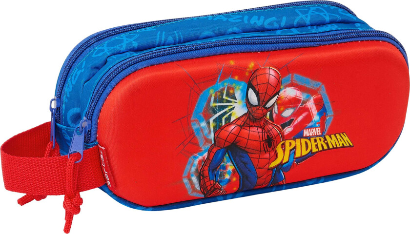 3D Dobbeltpennal, Rød/Marineblå - Pennal - Polyester