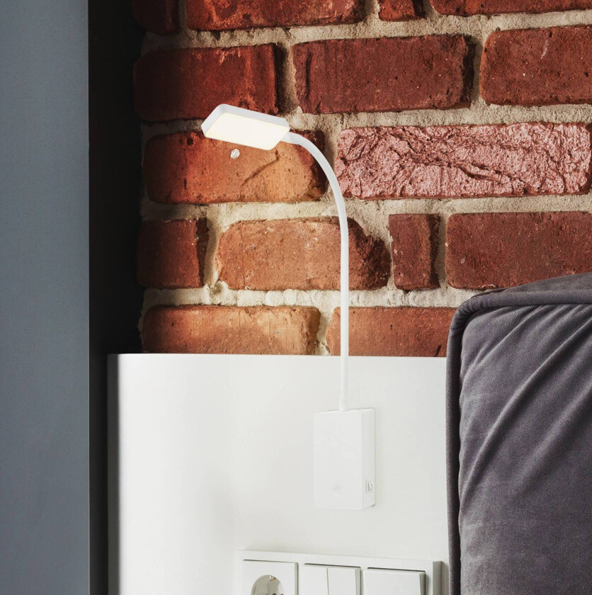 LED-bordlampe med batteri Cielo, hvit, høyde 56 cm, plast