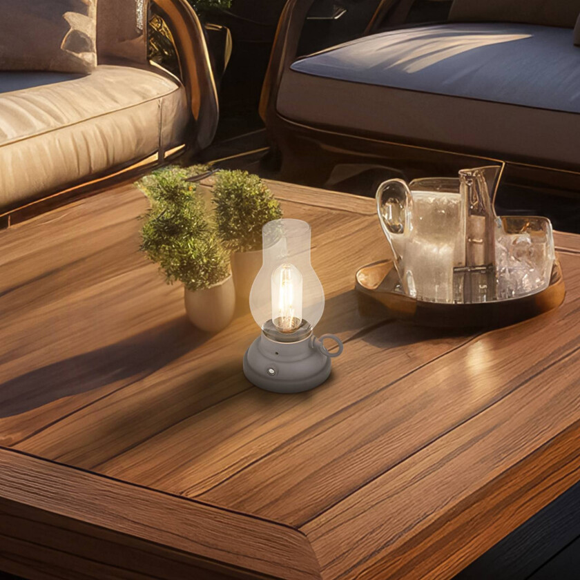 LED-bordlampe med batteri Brilo unplugged Kanea, antrasitt, 18 cm