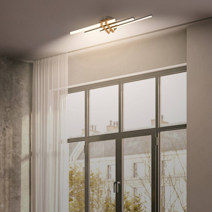 LED-taklampe Tinka, trefarget/svart, lengde 78 cm