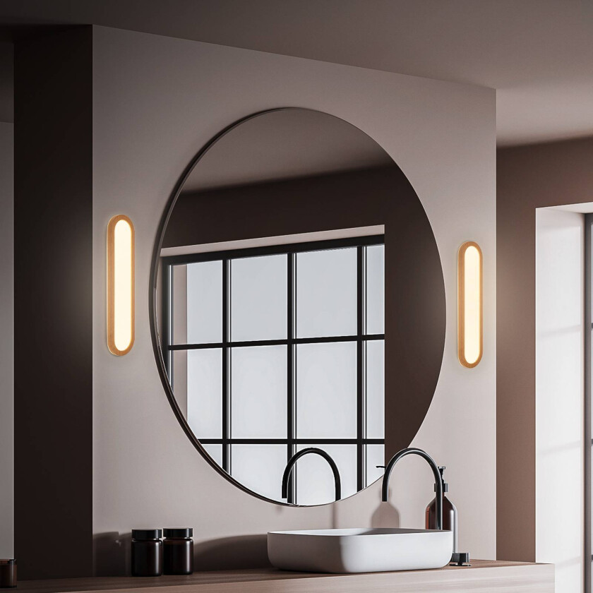 LED-vegglampe til bad Pil, trefarget, bredde 35 cm, plast