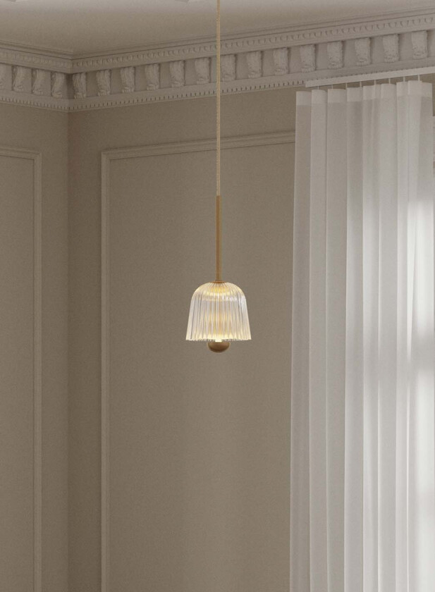 Asteea 1 taklampe - satin brass/rillet glass