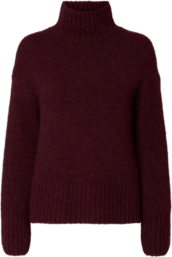 Selected Femme Gabriella Ls Knit High Neck Genser - Fig - XL