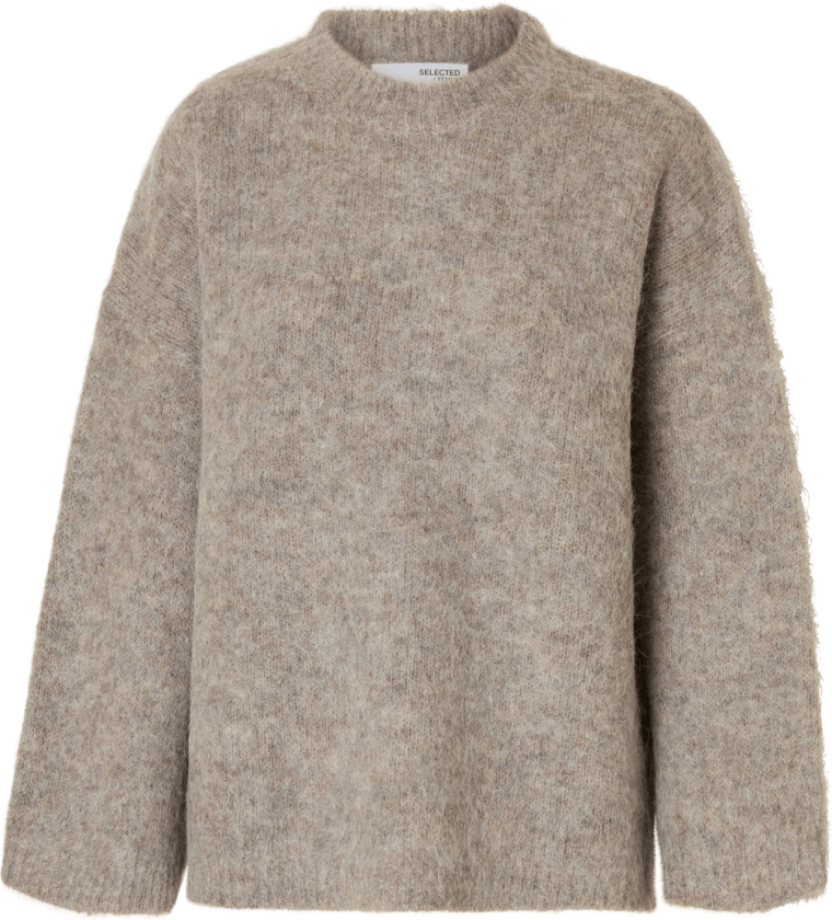Selected Femme Gabriella Ls Knit New o Neck Genser - Steel Gray - S