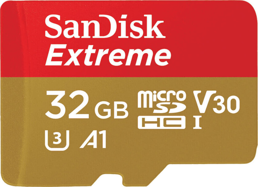 - MicroSDXC Extreme 32GB 100MB/s A2 C10 V30 UHS-I U3