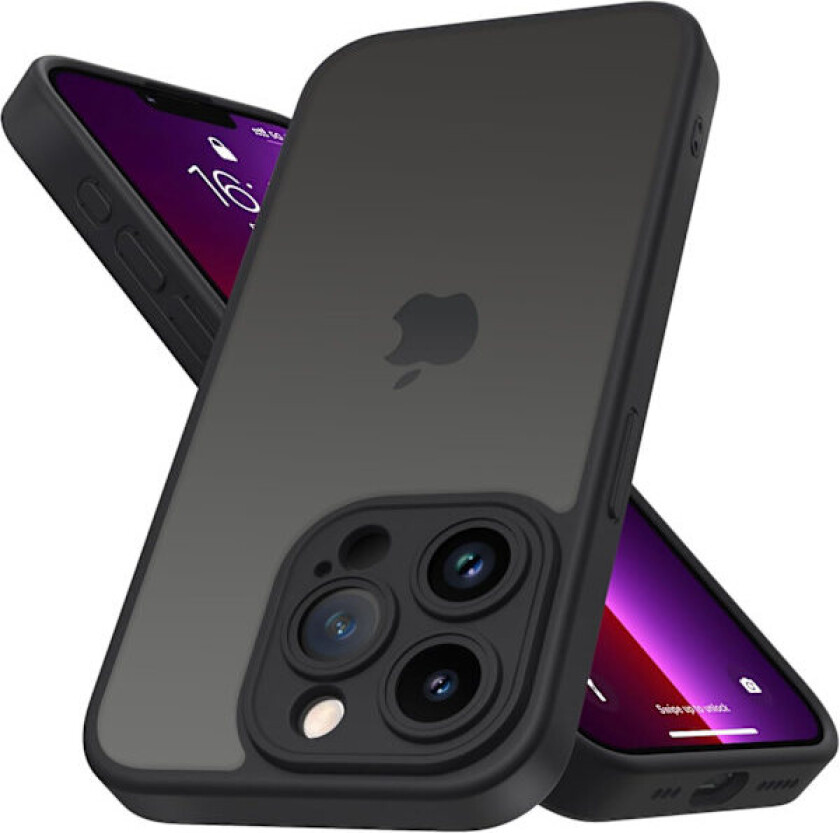iPhone 13 Pro Max Deksel med Full Kamerabeskyttelse og Anti-Fingeravtrykk Matt Bakside 6,7 tommer - Svart