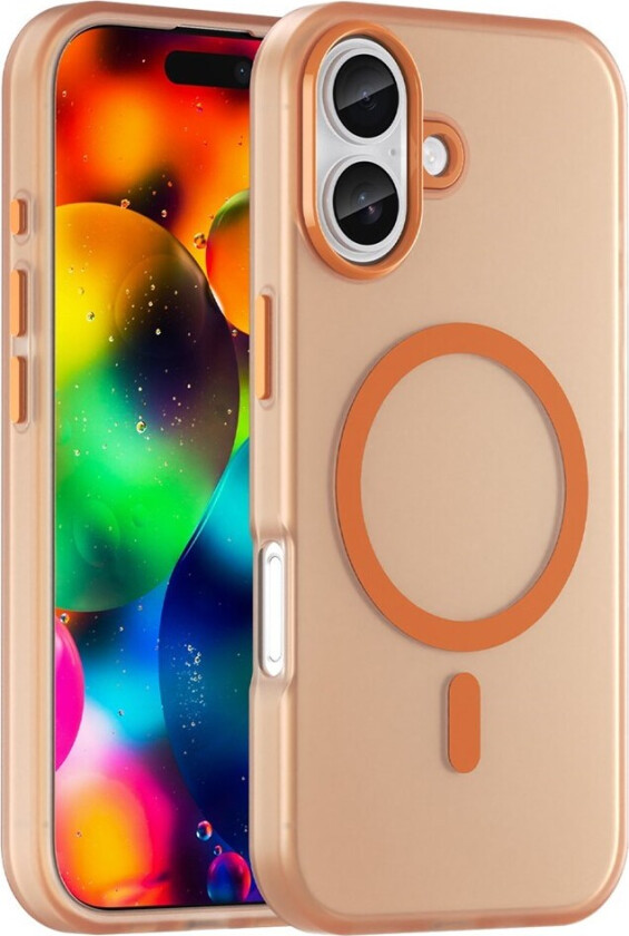 iPhone 17 Hybrid Plast Deksel – MagSafe Kompatibel – Matt Gjennomsiktig / Oransje