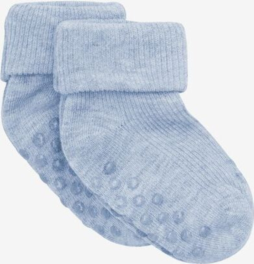 Minymo Baby Ribb Sokker m. ABS 2-pack Winter Sky Melange