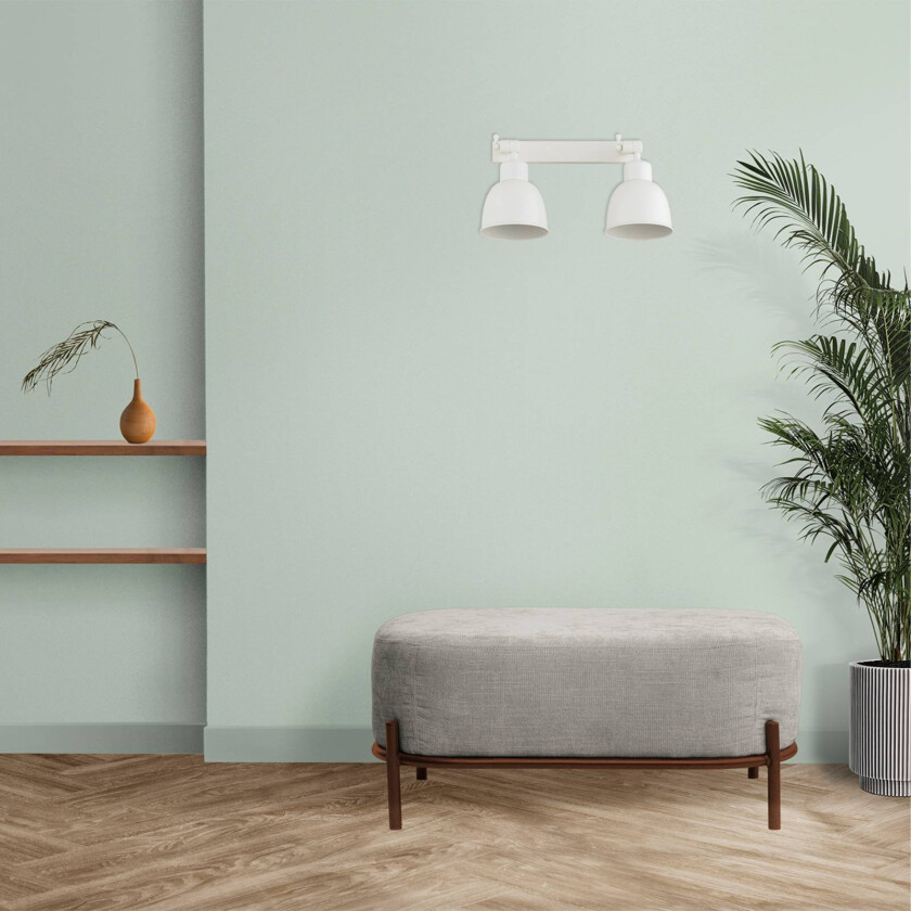 Vegglampe Emoti, beige, 2 lyskilder, stål, lengde 27 cm