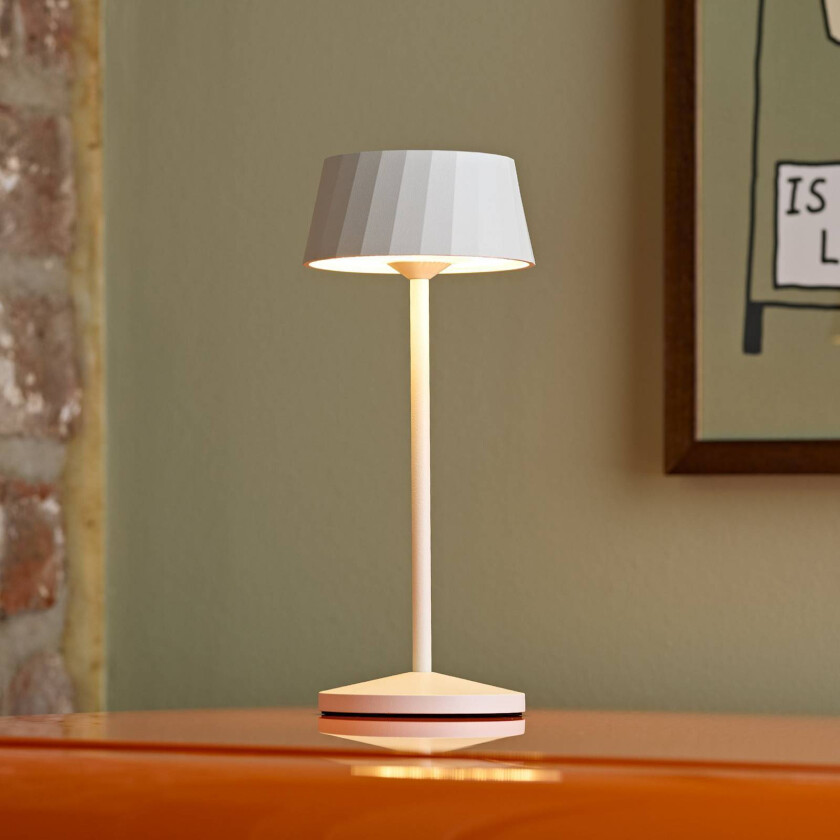 LED-bordlampe med batteri Facetta, sett med 3, hvit, 22 cm, IP44