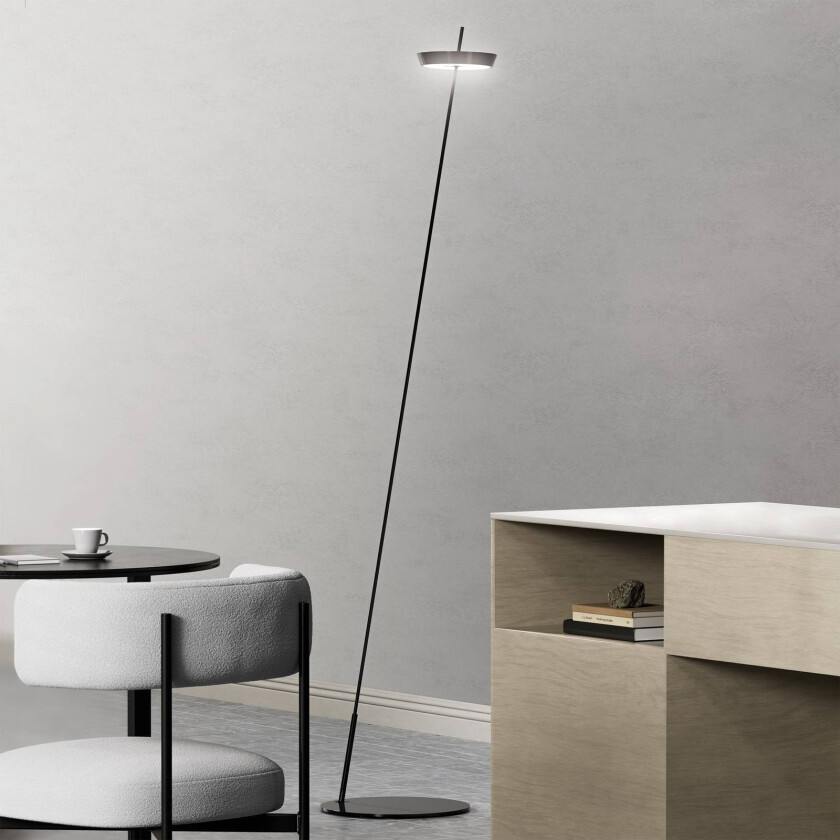 LED-gulvlampe Mahina, svart, høyde 130 cm, metall, CCT