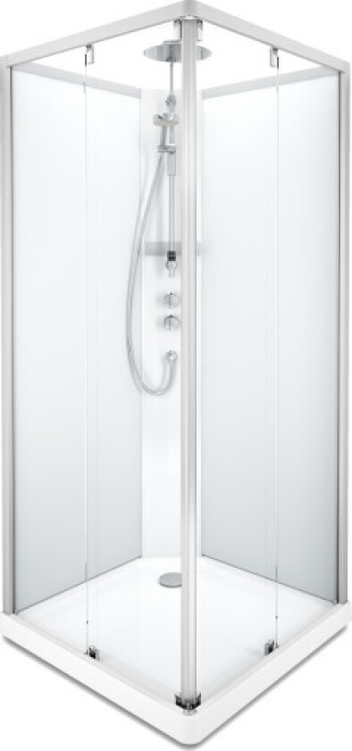 Showerama Comfort dusjkabinett, 90x90 cm, aluminium profil, klart glass