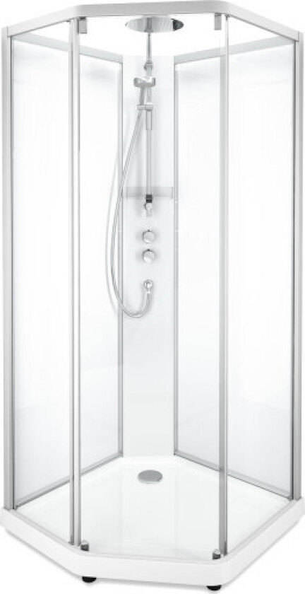 Showerama Comfort dusjkabinett, 100x100 cm, aluminium profil, klart glass