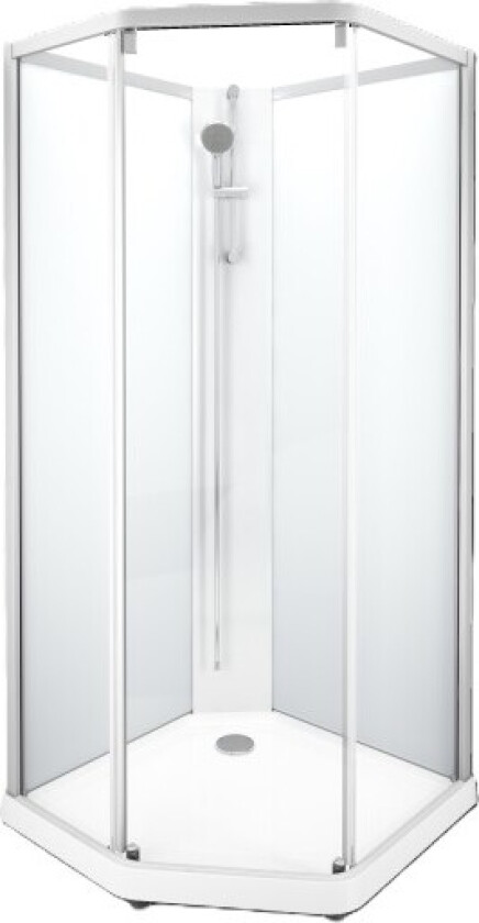Showerama Classic dusjkabinett, 90x80 cm, aluminium profil, klart/frostet glass