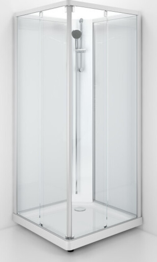 Showerama Classic dusjkabinett, 90x90 cm, hvit profil, klart glass