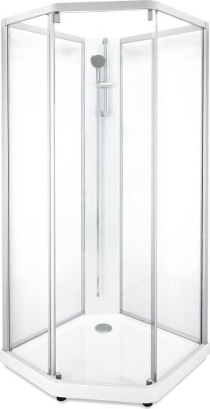 Showerama Classic dusjkabinett, 90x80 cm, aluminium profil, klart glass