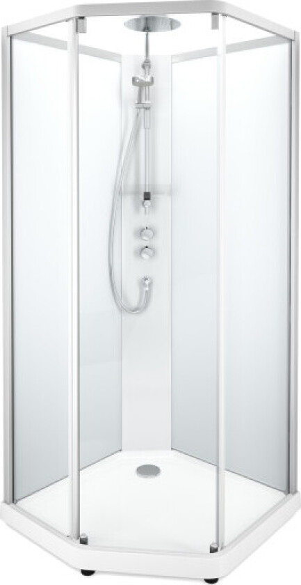 Showerama Comfort dusjkabinett, 80x90 cm, aluminium profil, klart/frostet glass
