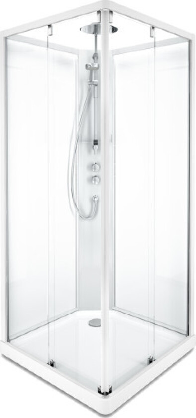 Showerama Comfort dusjkabinett, 90x90 cm, hvit profil, klart glass