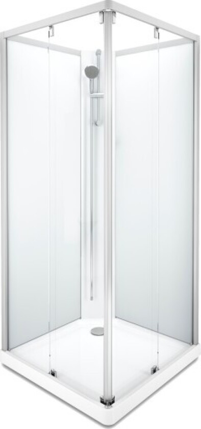 Showerama Classic dusjkabinett, 90x90 cm, aluminium profil, klart/frostet glass