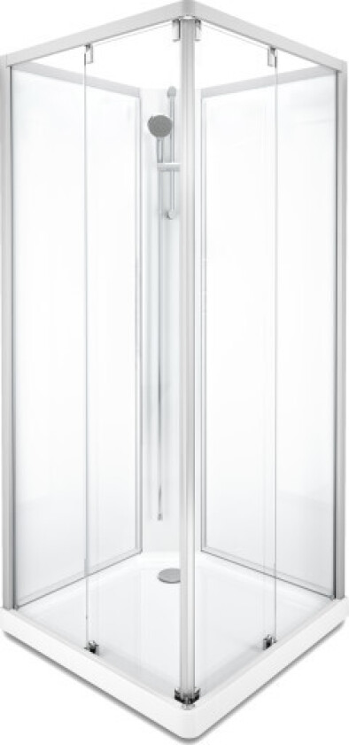 Showerama Classic dusjkabinett, 90x90 cm, aluminium profil, klart glass