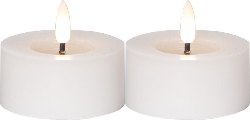 Bilde av LED-varmelys Flamme Flow 55 mm, 2-pakning hvit