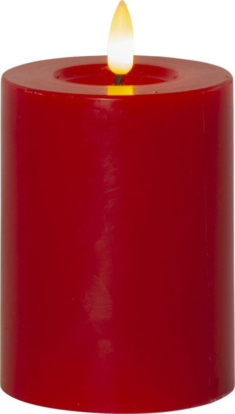 Bilde av LED-BLOKKLYS MED FLAMME RØD / 12,5 CM / TIMER