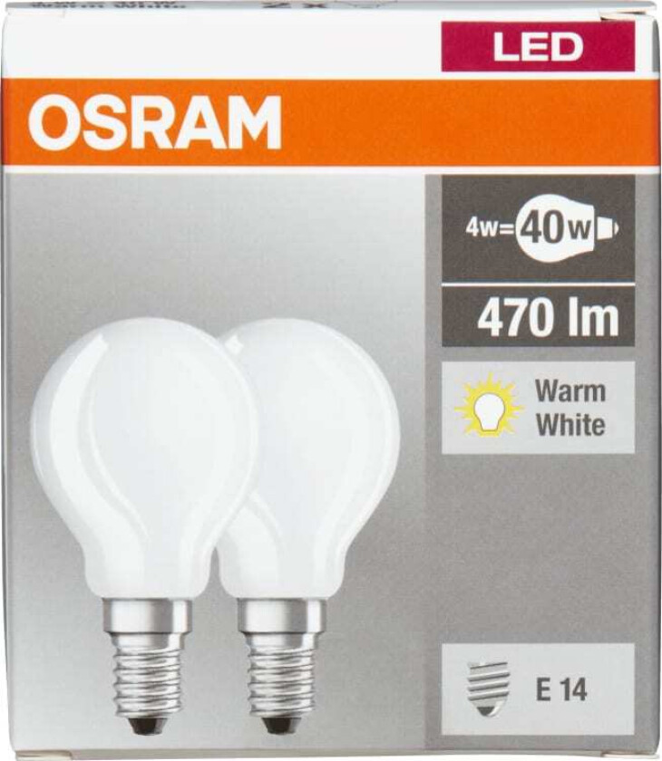 Lyspære Led Clp40 Matt E14 2pk