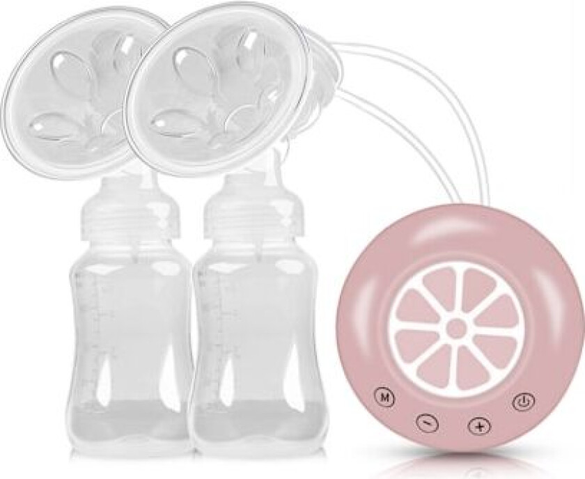 Dobbel elektrisk brystpumpe med melkeflaske USB BPA-fri kraftig silikonpute, rosa