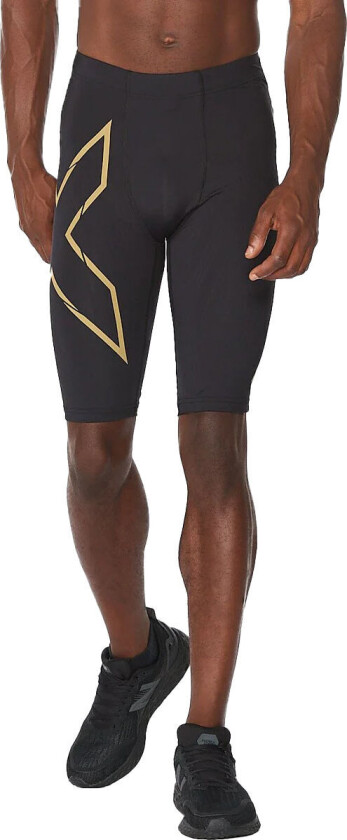 Men's MCS Run Compression Shorts Black/Gold Reflective S, Black/Gold Reflective