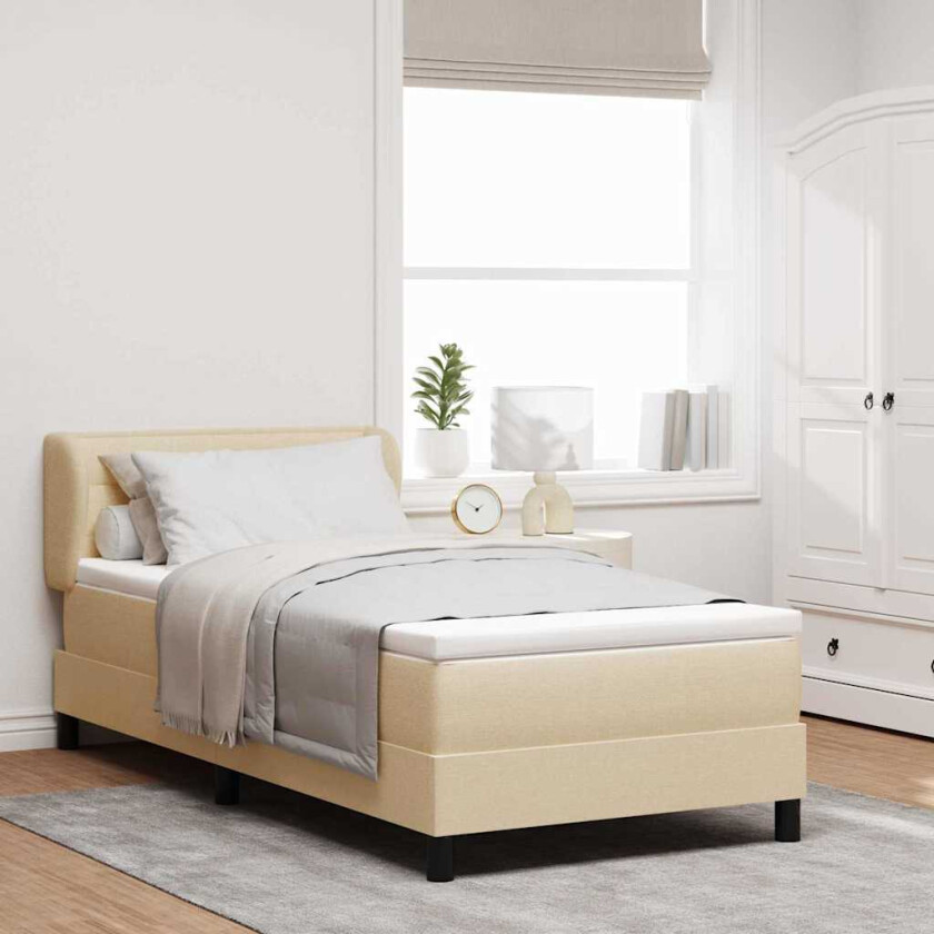 Kontinentalseng med madrass med madrass Krem 80 x 200 cm stoff